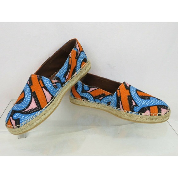 NIB BURBERRY BEACH DORWOOD CANVAS MULTI MONOGRAM PRINT ESPADRILLE FLATS 42 US 9 - Picture 5 of 9
